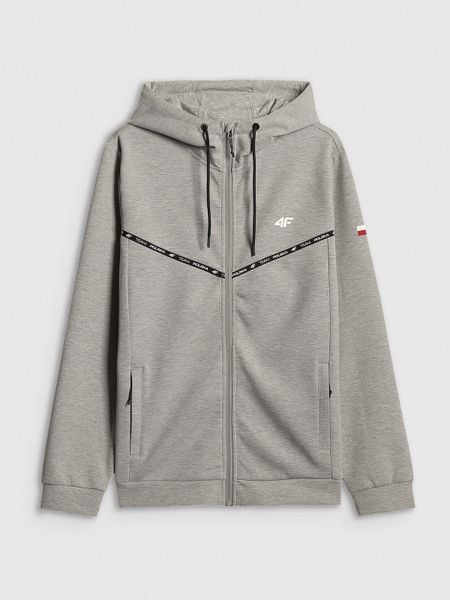 4F Bluza kibica z kapturem męska - szara L. Szare bluzy męskie 4f, l, bez wzorów, z kapturem. Za 249.99 zł.