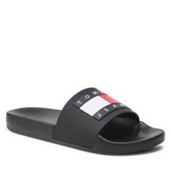 Klapki Tommy Jeans. Czarne klapki męskie Tommy Jeans, z jeansu. Za 119.99 zł.