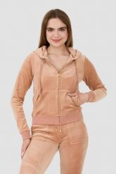 JUICY COUTURE Beżowa bluza Robertson Gold Hoodie. Brązowe bluzy damskie Juicy Couture, s, bez wzorów, bez kaptura. W wyprzedaży za 370.99 zł.