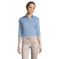 Bluzka Damska Z Elastycznym Rękawem 3/4. Niebieskie bluzki damskie SOL'S, m, bez wzorów, casualowe, bez kołnierzyka, bez ramiączek. Za 142.99 zł.
