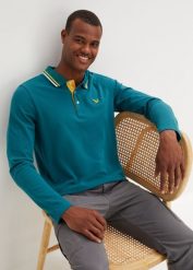 Koszulka polo (2 szt.) z czystej bawełny organicznej. Niebieskie koszulki polo męskie bonprix, l, bez wzorów, z bawełny, bez ramiączek. Za 129.98 zł.