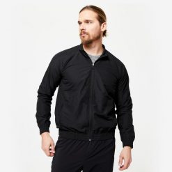 Bluza na zamek męska Domyos fitness. Czarne bluzy męskie DOMYOS, m, bez wzorów, z materiału, bez kaptura. W wyprzedaży za 69.99 zł.