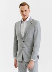 PAKO LORENTE – Szara wełniana marynarka garniturowa w kratę. Szare marynarki męskie Pako Lorente, bez wzorów, z wełny, eleganckie. Za 849.99 zł.