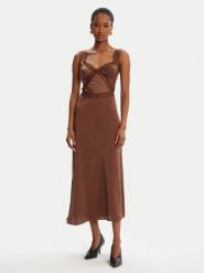 Bardot Sukienka koktajlowa Emory Lace Slip 58603DB Brązowy Regular Fit. Brązowe sukienki damskie Bardot, bez wzorów, z syntetyku, wizytowe, bez kołnierzyka, bez ramiączek. Za 369.99 zł.