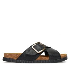 Klapki Lasocki. Czarne klapki damskie Lasocki, bez wzorów, bez obcasa. Za 159.99 zł.