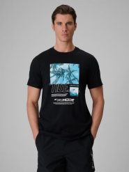 T-shirt bawełniany męski 4F 4FRSS26TTSHM4321. Czarne t-shirty męskie 4f, m, bez wzorów, z bawełny, klasyczne, bez kołnierzyka. Za 68.99 zł.