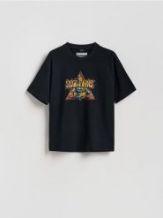 T-shirt Scorpions - czarny. Czarne t-shirty męskie Reserved, l, bez wzorów, z bawełny, bez kołnierzyka. Za 79.99 zł.