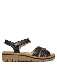 Caprice Sandały 9-28713-44 Czarny. Czarne sandały damskie Caprice, bez wzorów, ze skóry, bez obcasa, na koturnie, bez zapięcia. Za 227.99 zł.