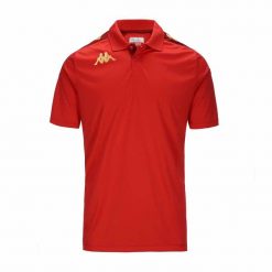 Polo Kappa Ghiolo. Czerwone koszulki polo męskie Kappa, bez wzorów, bez kołnierzyka, bez ramiączek, na fitness i siłownię. Za 189.00 zł.