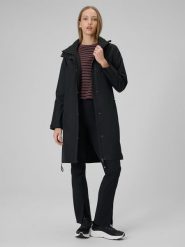 4F Płaszcz membrana 8000 damski - czarny L. Czarne kurtki damskie 4f, l, bez wzorów, ze skóry, bez kaptura. Za 499.99 zł.