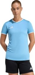 Koszulka damska adidas Entrada 26 Jersey jasnoniebieska JZ2498 XS. Niebieskie t-shirty damskie Adidas, xs, bez wzorów, z jersey, bez kołnierzyka. Za 79.94 zł.