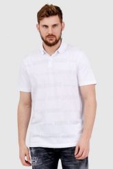 ARMANI EXCHANGE Biała męska koszulka polo w logo, Rozmiar S. Białe koszulki polo męskie Armani Exchange, l, w ażurowe wzory, bez ramiączek. W wyprzedaży za 259.99 zł.