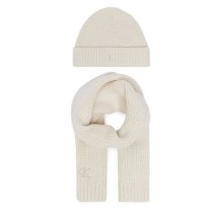 Zestaw szalik i czapka Calvin Klein Jeans. Białe czapki i kapelusze damskie Calvin Klein Jeans, bez wzorów, z jeansu. Za 209.99 zł.