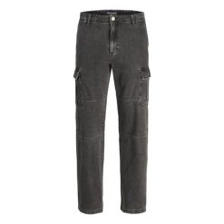 Jeans Jack & Jones Eddie Wade 348 czarny denim. Czarne spodnie sportowe męskie Jack&Jones, bez wzorów, z denimu. Za 253.76 zł.