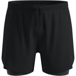 Spodenki męskie Odlo 2-in-1 short ZEROWEIGHT 3 INCH PRINT. Czarne szorty męskie Odlo, na lato, l, z aplikacjami, z elastanu. Za 339.99 zł.