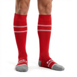 Męska Skarpetka Biegowa Kenya Oddychająca Czerwona. Czerwone legginsy sportowe męskie Legea, m, bez wzorów, z poliamidu, do piłki nożnej. Za 40.00 zł.