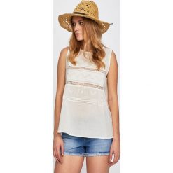 Answear - Top. Białe koszule damskie ANSWEAR, l, z aplikacjami, z bawełny, casualowe, bez kołnierzyka, bez ramiączek. W wyprzedaży za 49.90 zł.