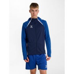 Bluza dresowa z kapturem Hummel Lead 2.0. Niebieskie bluzy sportowe męskie Hummel, bez wzorów, z dresówki, z kapturem. Za 294.50 zł.