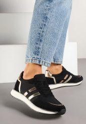 Czarne Sneakersy z Metalicznym Wzorem Alusa. Czarne obuwie sportowe damskie Renee, z aplikacjami, z jeansu. Za 119.99 zł.
