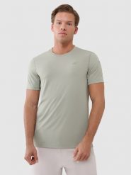 4F Koszulka treningowa regular szybkoschnąca męska - khaki XXL. Brązowe koszulki sportowe męskie 4f, m, bez wzorów, z dzianiny, klasyczne, bez kołnierzyka. Za 129.99 zł.