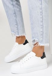 Biało-Czarne Sneakersy Iolusa. Białe obuwie sportowe damskie Born2be, bez wzorów. Za 54.99 zł.