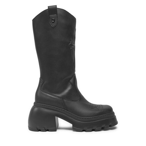 Kozaki Altercore. Czarne kozaki damskie Altercore, bez obcasa, na słupku. Za 729.99 zł.