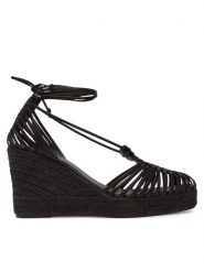 Weekend Max Mara Espadryle Quirino 2515521115670 Czarny. Czarne sandały damskie Weekend Max Mara, bez wzorów, ze skóry, bez obcasa, bez zapięcia. W wyprzedaży za 1,029.00 zł.
