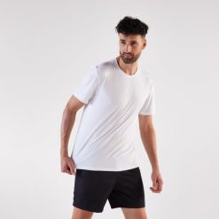 Second Life - Koszulka do biegania męska Kiprun Run 100 - Stan Doskonały. Białe koszulki sportowe męskie KIPRUN, m, bez wzorów, z materiału, bez kołnierzyka, bez ramiączek, do biegania. Za 20.99 zł.