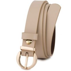 Pasek skórzany BELTIMORE r.100-115 cm O25 beżowy. Brązowe paski damskie bez wzorów. Za 49.90 zł.