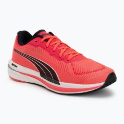 Buty do biegania damskie Puma Eternity Nitro. Czerwone obuwie sportowe damskie Puma, bez wzorów, do biegania. Za 269.99 zł.