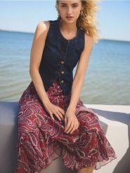 Wzorzysta spódnica maxi - wielobarwny. Spódnice damskie Reserved, l, bez wzorów, z tkaniny, maxi, rozkloszowane. Za 179.99 zł.