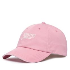 Czapka z daszkiem Tommy Jeans. Czerwone czapki i kapelusze damskie Tommy Jeans, bez wzorów, z jeansu. Za 149.99 zł.