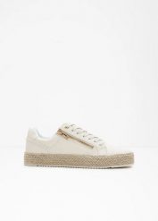 Sneakersy z zamkiem. Białe obuwie sportowe damskie bonprix, bez wzorów. Za 124.99 zł.