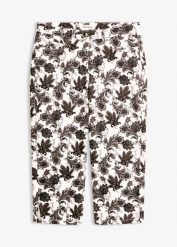 Spodnie 3/4 z bawełnianego stretchu. Brązowe spodnie materiałowe damskie bonprix, bez wzorów, z bawełny. Za 54.99 zł.