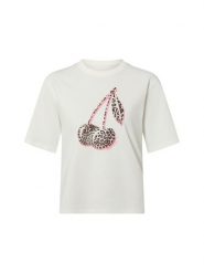 Marc Cain Koszulka Kobiety Bawełna biały|różowy|wielokolorowy, 44. Białe t-shirty damskie Marc Cain, z aplikacjami, z bawełny, bez kołnierzyka. Za 279.95 zł.