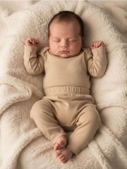 Spodnie dresowe regular z nadrukiem - beżowy. Brązowe spodenki niemowlęce Sinsay, bez wzorów, z dresówki. W wyprzedaży za 9.99 zł.