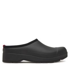 Klapki Hunter. Czarne klapki damskie Hunter, bez wzorów, bez obcasa. Za 249.99 zł.