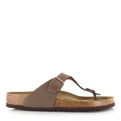 Japonki damskie Birkenstock 043751. Brązowe klapki damskie Birkenstock, bez wzorów, z materiału, bez obcasa. Za 677.00 zł.
