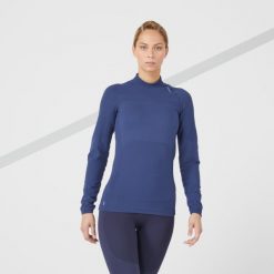 Koszulka do biegania z długim rękawem damska Kiprun Skincare. Czarne koszulki sportowe damskie KIPRUN, s, bez wzorów, z elastanu, bez kołnierzyka, bez ramiączek, do biegania. Za 119.99 zł.