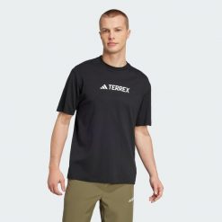 Koszulka Terrex Classic Logo. Czarne koszulki sportowe męskie Adidas, xl, bez wzorów, z bawełny, bez kołnierzyka, bez ramiączek, na fitness i siłownię. Za 149.00 zł.