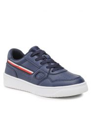 Tommy Hilfiger Sneakersy Stripes Low Cut Lace-Up Sneaker T3X9-32848-1355 S Granatowy. Niebieskie buty sportowe chłopięce Tommy Hilfiger, bez wzorów, ze skóry, bez zapięcia. Za 249.99 zł.