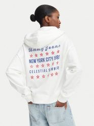 Tommy Jeans Bluza Star Novelty DW0DW23484 Biały Boxy Fit. Białe bluzy damskie Tommy Jeans, l, bez wzorów, z bawełny, bez kaptura. Za 489.99 zł.