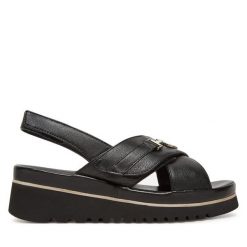 Sandały Ara. Czarne sandały damskie Ara, bez wzorów, bez obcasa, na koturnie, bez zapięcia. Za 369.99 zł.