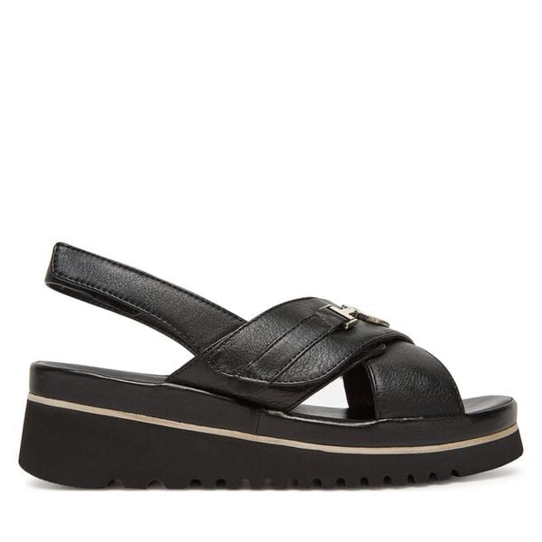 Sandały Ara. Czarne sandały damskie Ara, bez wzorów, bez obcasa, na koturnie, bez zapięcia. Za 369.99 zł.
