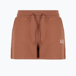 Spodenki damskie EA7 Emporio Armani Train Shiny. Brązowe szorty sportowe damskie EA7 Emporio Armani, s, bez wzorów, z bawełny, sportowe, na fitness i siłownię. Za 309.99 zł.