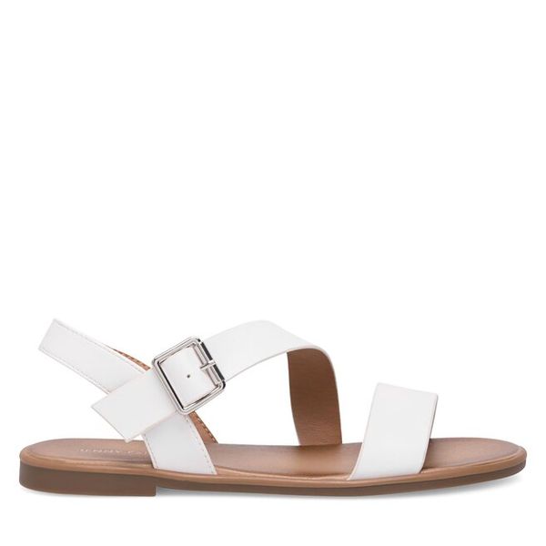 Sandały Jenny Fairy. Białe sandały damskie Jenny Fairy, bez wzorów, bez obcasa, na płaskiej podeszwie, bez zapięcia. Za 79.99 zł.