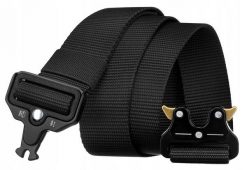 Długi, parciany pasek z klamrą QR czarny [DH] BLBELT. Czarne paski damskie Inny, bez wzorów, z jeansu. Za 29.99 zł.