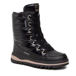 Śniegowce Geox. Czarne śniegowce dziewczęce Geox, bez zapięcia. Za 419.99 zł.
