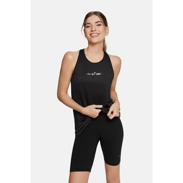 Bluzka fitness damska heat Cardiobunny na ramiączka. Czarne bluzki damskie Cardio Bunny, bez wzorów, sportowe, bez kołnierzyka, bez ramiączek. Za 39.99 zł.