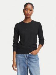 Guess Jeans Sweter W6BR01 Z1244 Czarny Regular Fit. Czarne swetry damskie Guess Jeans, s, z aplikacjami, z jeansu, bez kołnierzyka, bez ramiączek, bez kaptura. Za 349.99 zł.